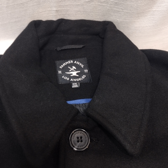 Hammer Anvil Los Angeles Black Wool Blend Over Coat - Picture 3 of 16